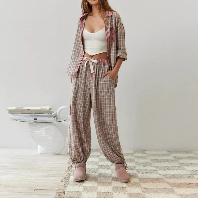 Charlotte | Pyjama Confort Chic À Rayures Et Carreaux
