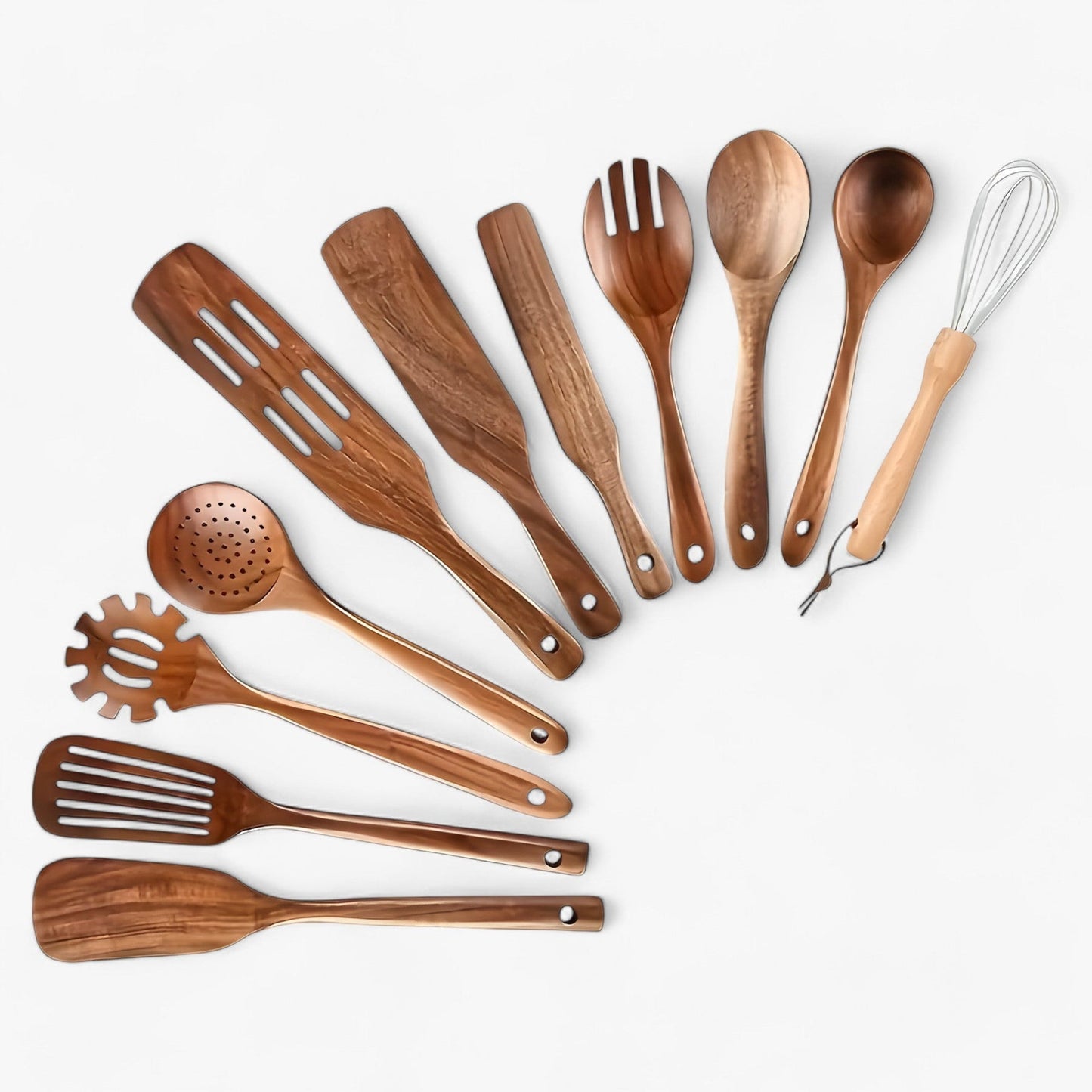 Ensemble D’Ustensiles De Cuisine – Élégance Naturelle Et Utilisation Quotidienne