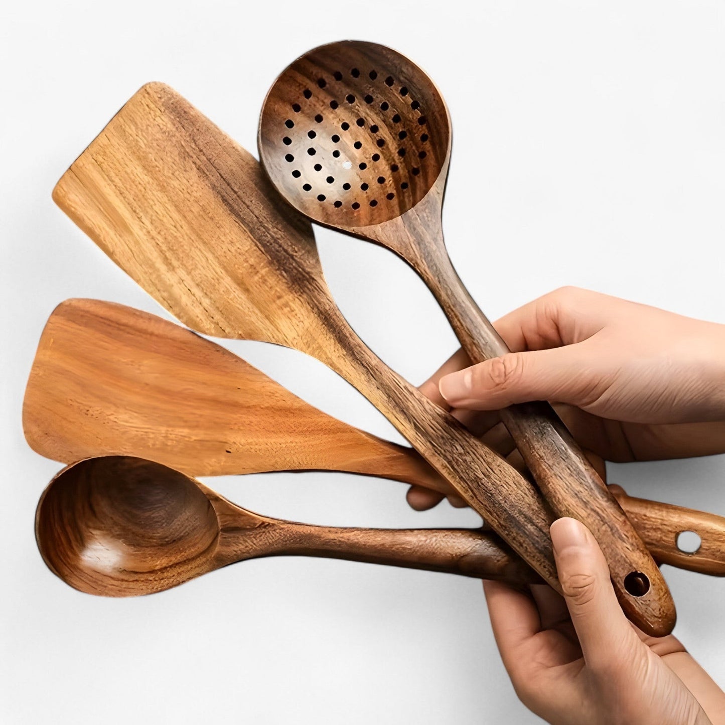 Ensemble D’Ustensiles De Cuisine – Élégance Naturelle Et Utilisation Quotidienne
