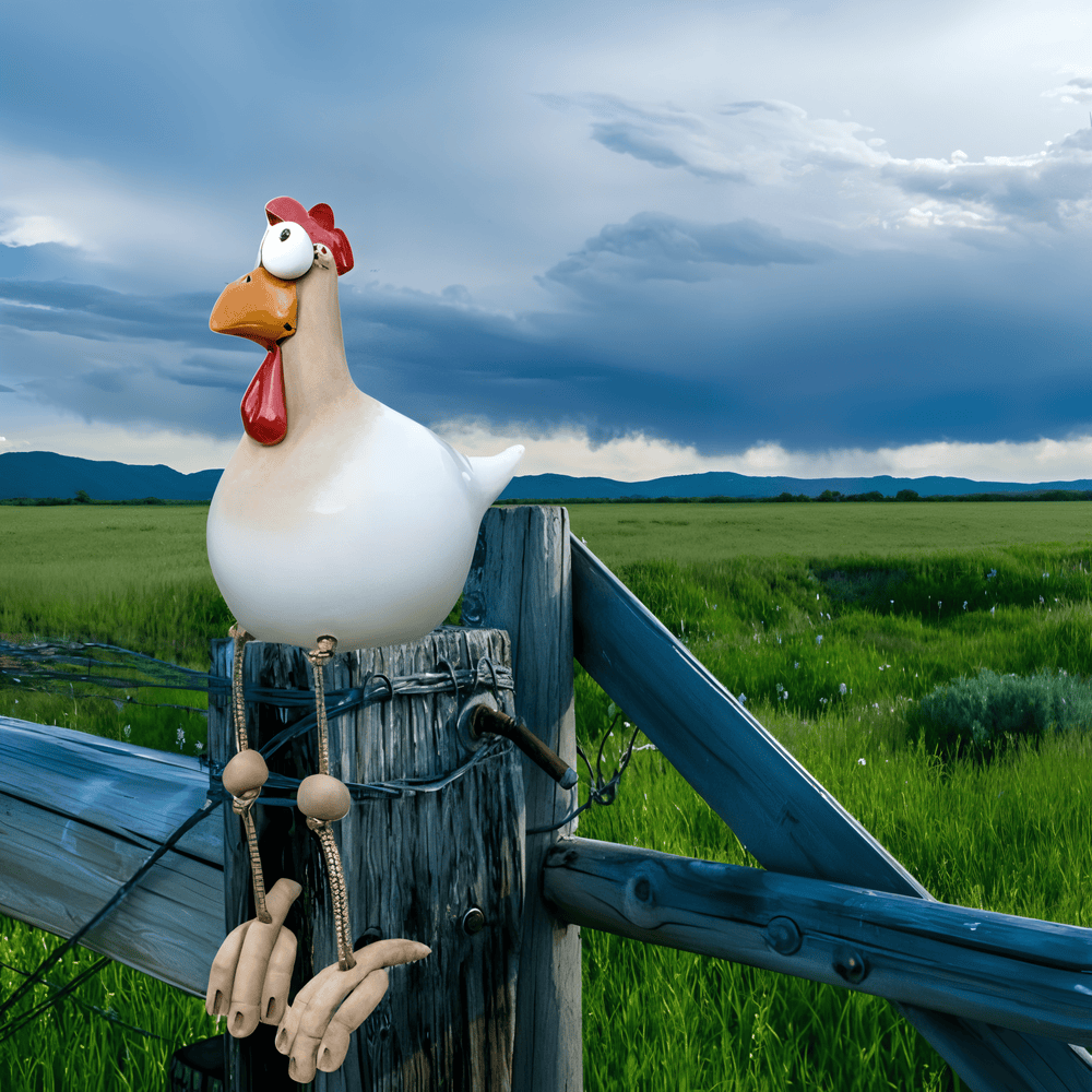 Nagyszemű kakas szobor - Eredeti dekoráció és vicces részletek