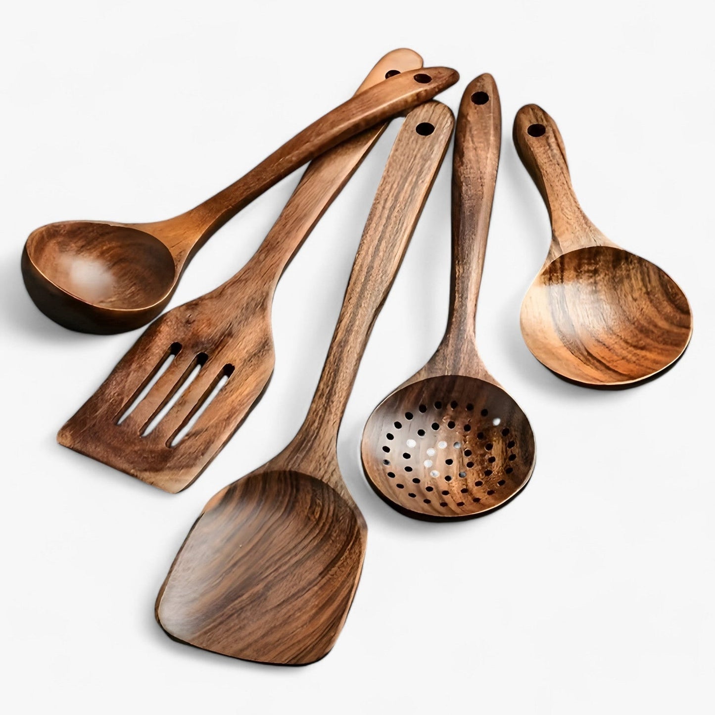 Ensemble D’Ustensiles De Cuisine – Élégance Naturelle Et Utilisation Quotidienne