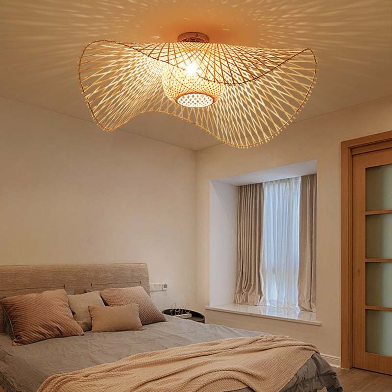 Závesná lampa z prútia v japonskom štýle – Príroda a pokoj 