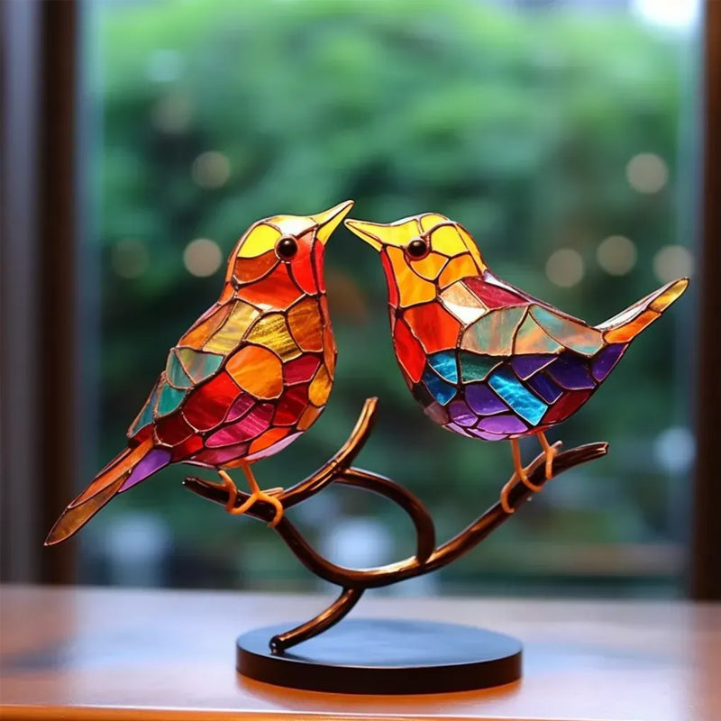 Dekoratives Ornament – Vögel, die auf einem Ast sitzen 