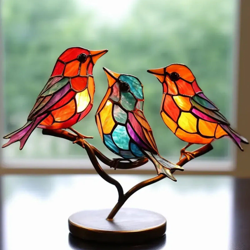 Dekoratives Ornament – Vögel, die auf einem Ast sitzen 