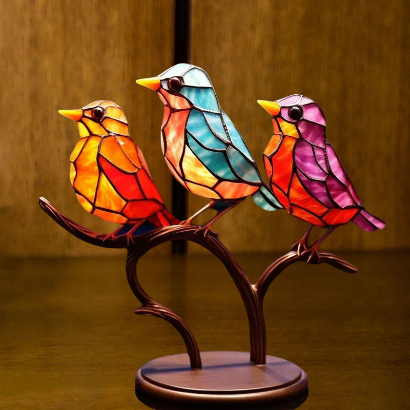 Dekoratives Ornament – Vögel, die auf einem Ast sitzen 