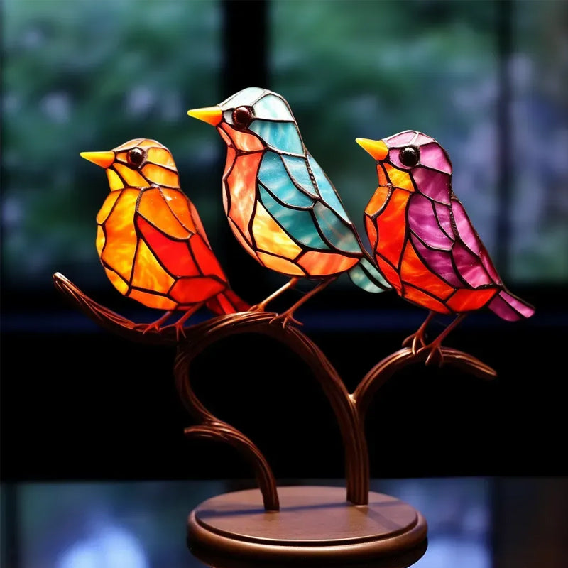 Dekoratives Ornament – Vögel, die auf einem Ast sitzen 