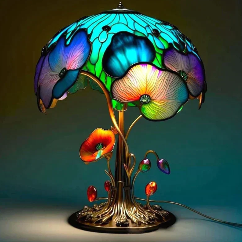 Lampe En Vitrail Apaisante – Lumière Douce Et Ambiance Chaleureuse