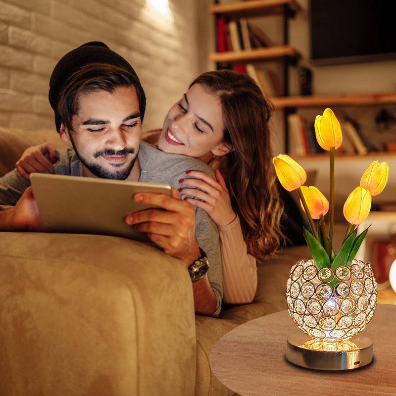Lampe De Chevet Tactile – Éclat Cristallin Élégant