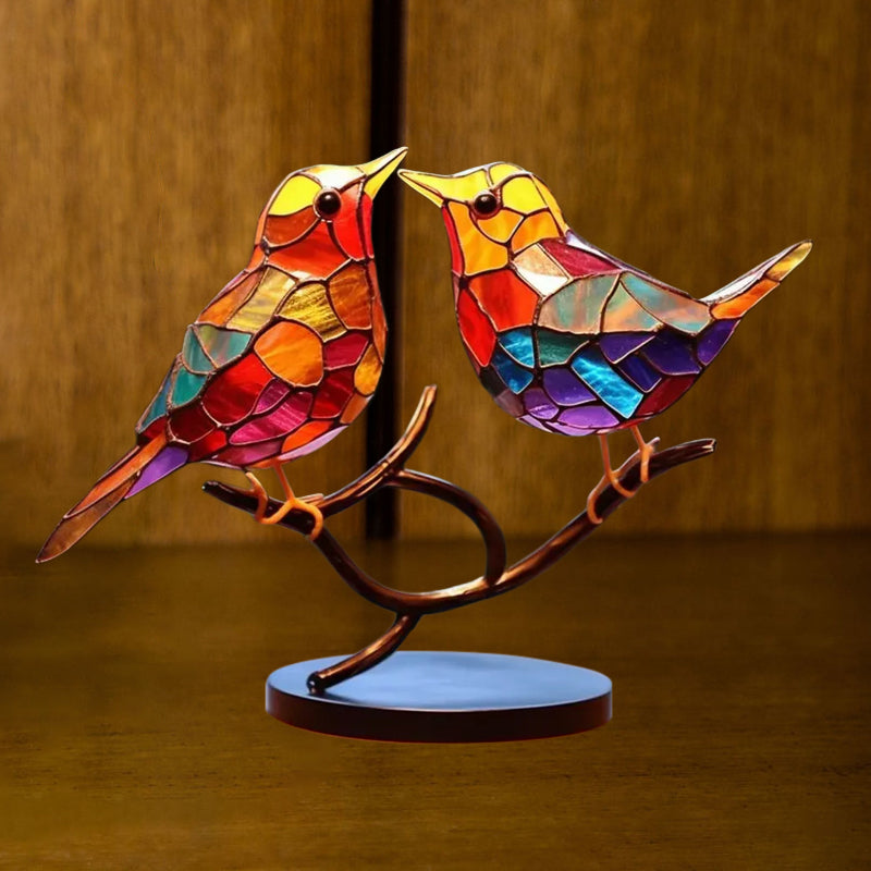 Dekoratives Ornament – Vögel, die auf einem Ast sitzen 