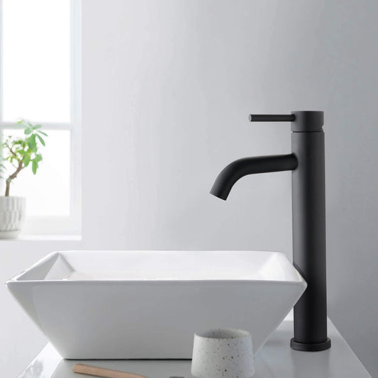 Höjd handfatsskran – Elegant matt svart finish 