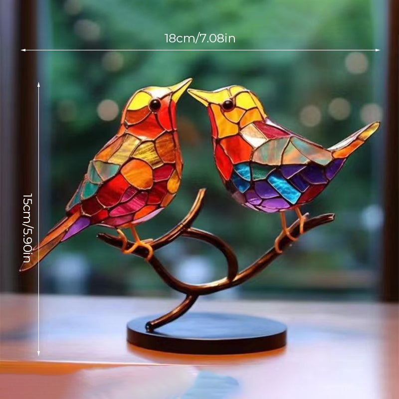 Dekoratives Ornament – Vögel, die auf einem Ast sitzen 