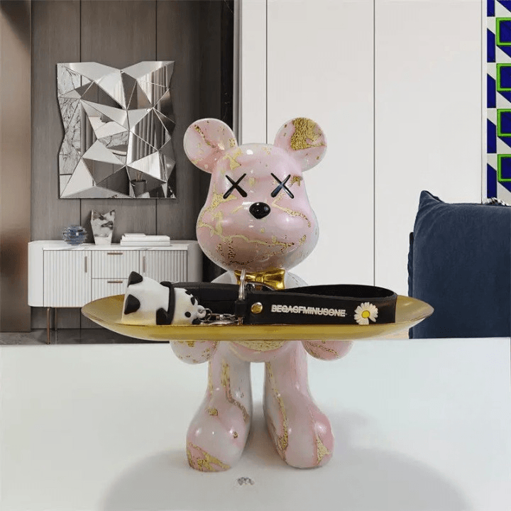 Elegante Bären-Dekorationsstatue mit Tablett 