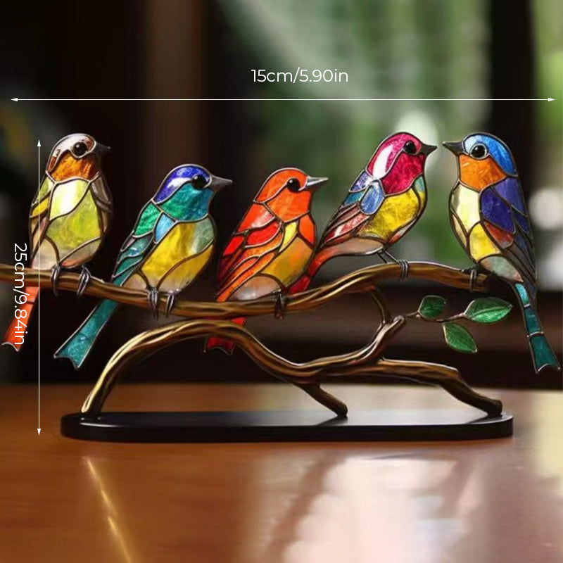 Dekoratives Ornament – Vögel, die auf einem Ast sitzen 