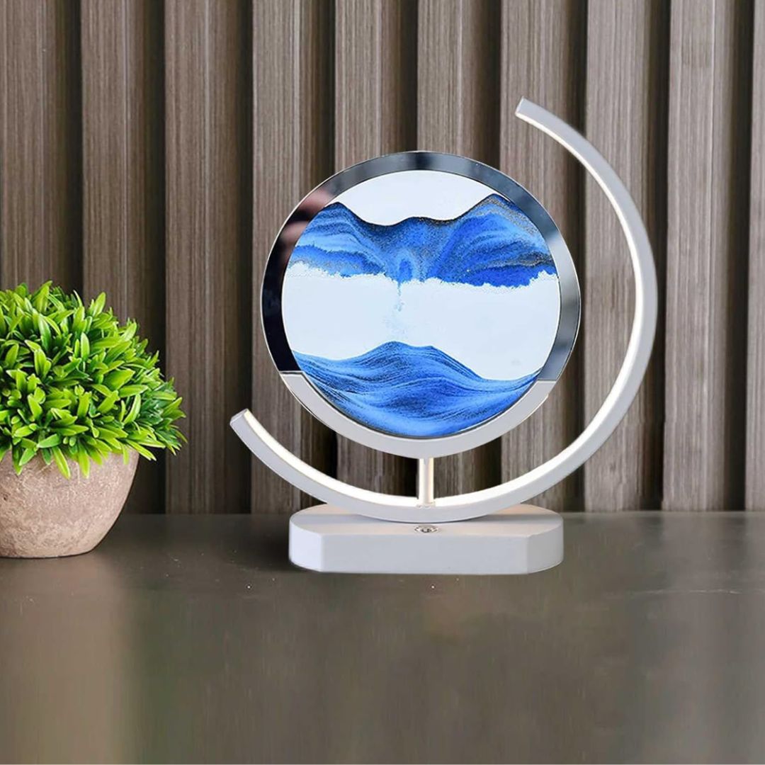 Lampa s pieskom v pohybe – vizuálna relaxácia a upokojujúca atmosféra 