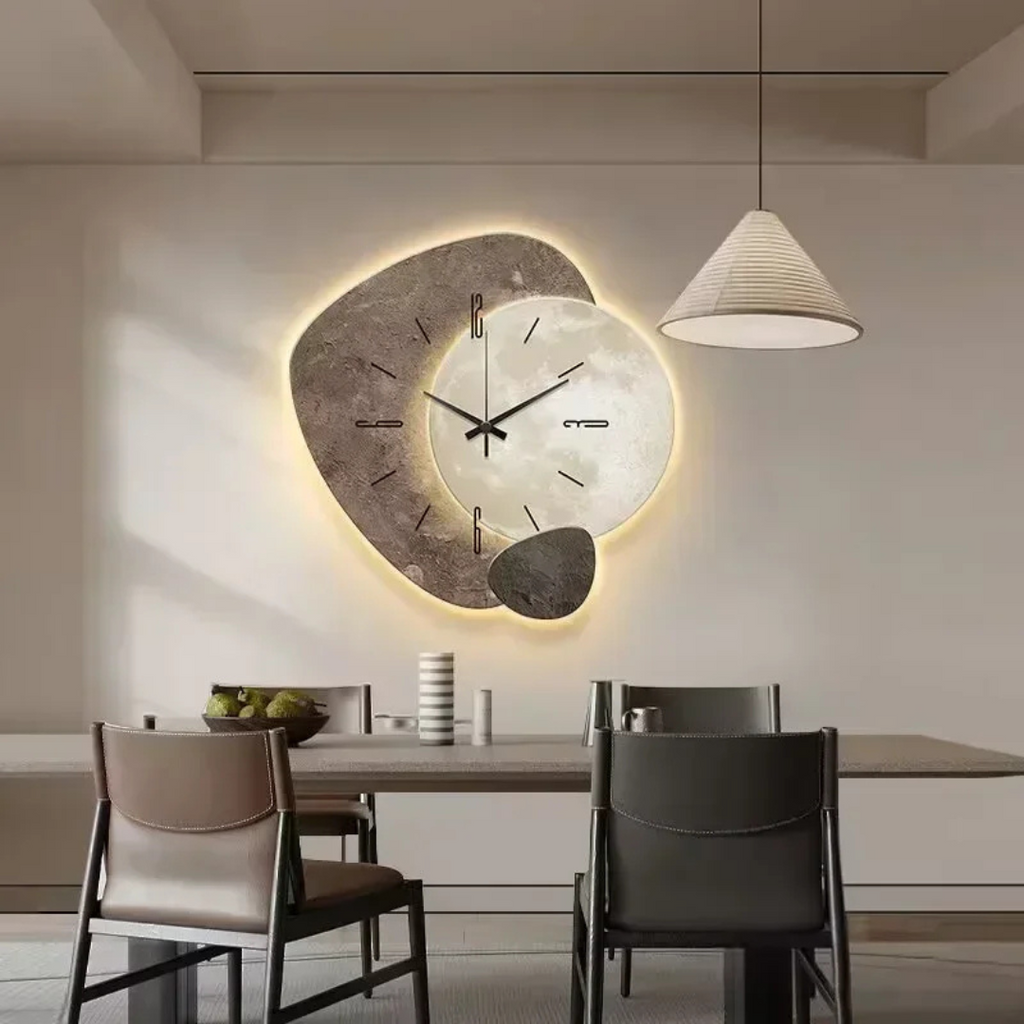 Grande Horloge Murale – Design Moderne Et Lumière LED Ambiante