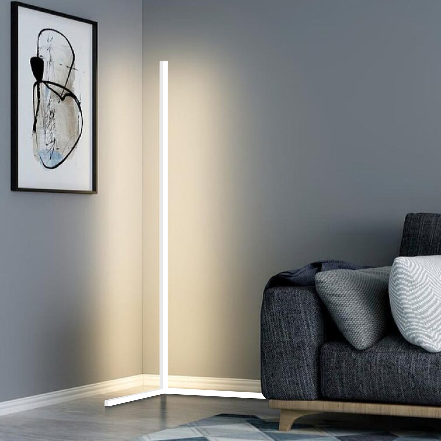 Lampa LED de colț – Iluminare ambientală și design minimalist 