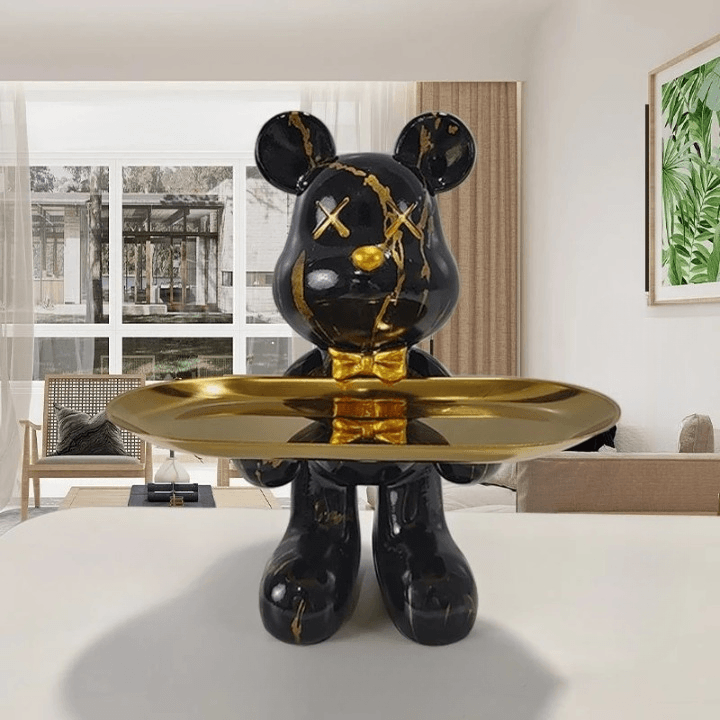 Elegante Bären-Dekorationsstatue mit Tablett 